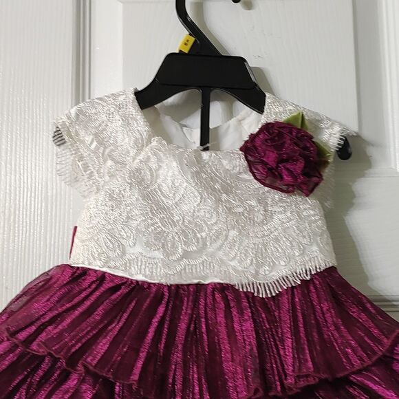 Jona Michelle  Ivory Wine Dress with Diaper Cover  Sz 6m NWT - Picture 3 of 8